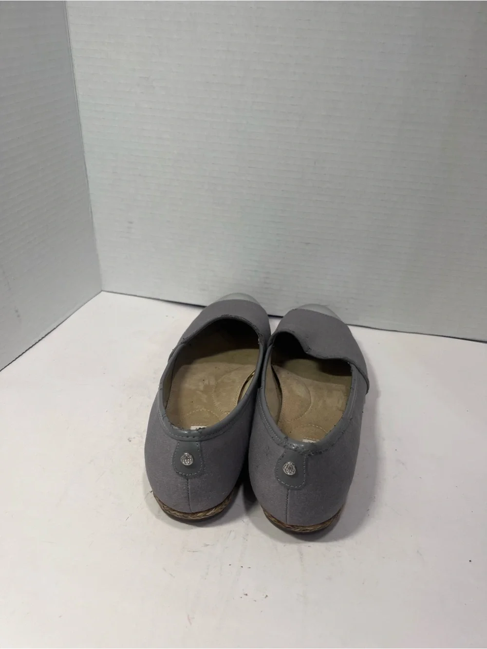 Dana Buchman Grey Flats with Metallic Silver Toe